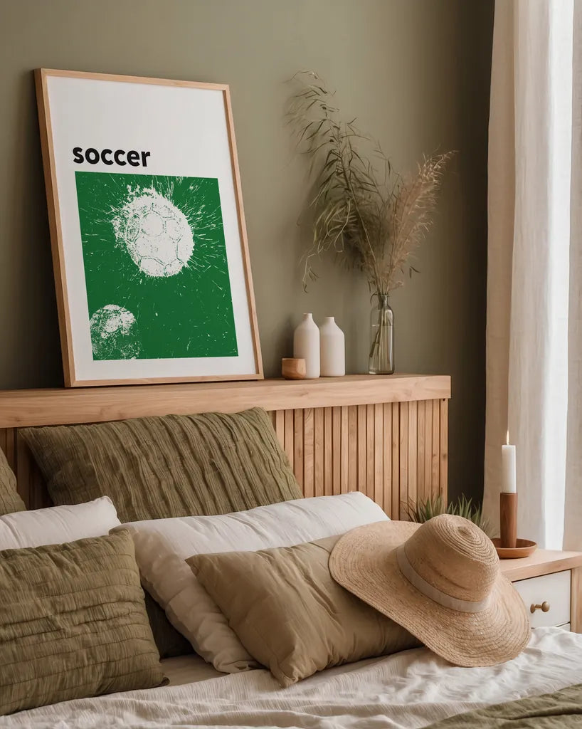 Baller IV Green by Kent Youngstrom. shown as a paper print in a natural frame. Available as a archival giclee rolled canvas, fine art paper, or poster print. SKU 84208h.