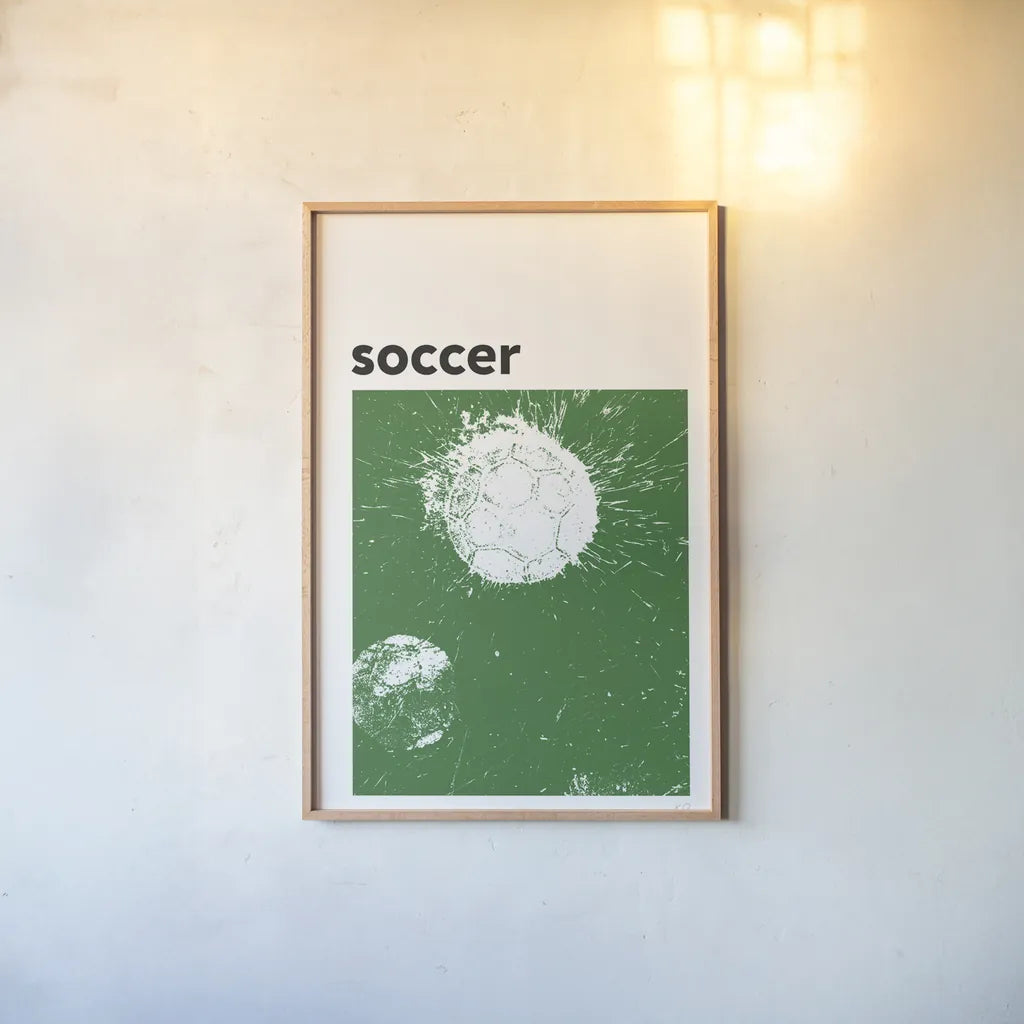 Baller IV Green by Kent Youngstrom. shown as a paper print in a natural frame. Available as a archival giclee rolled canvas, fine art paper, or poster print. SKU 84208h.