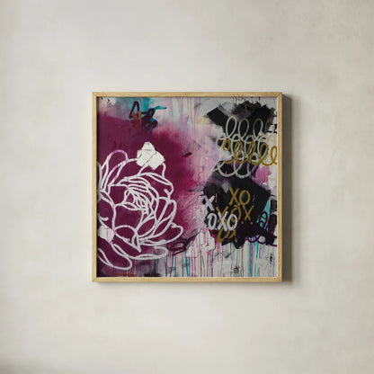 But Mom Dosent Like Graffiti by Kent Youngstrom. Shown in a natural wood glass frame for a timeless modern aesthetic. Available as an archival giclee rolled canvas, fine art paper, or poster print. SKU 87973a.