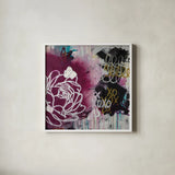 But Mom Dosent Like Graffiti by Kent Youngstrom. Shown in a crisp white glass frame for a clean and minimalist style. Available as an archival giclee rolled canvas, fine art paper, or poster print. SKU 87973a.
