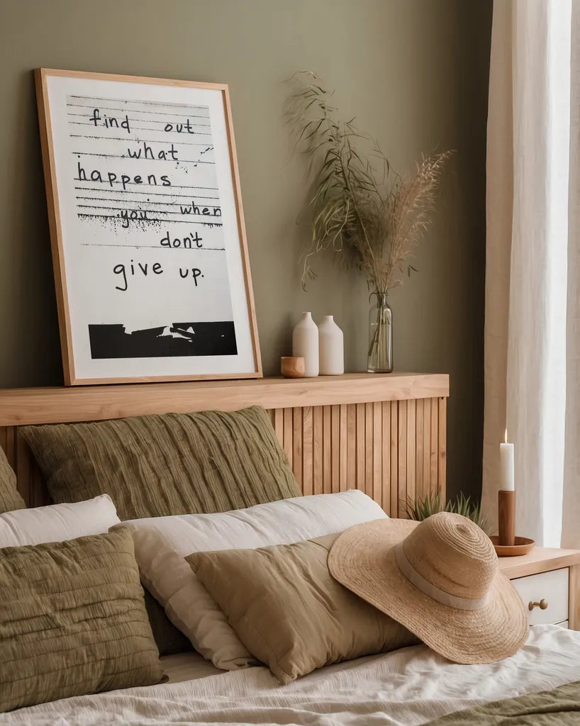 Dont Give Up by Kent Youngstrom. shown as a paper print in a natural frame. Available as a archival giclee rolled canvas, fine art paper, or poster print. SKU 80203h.