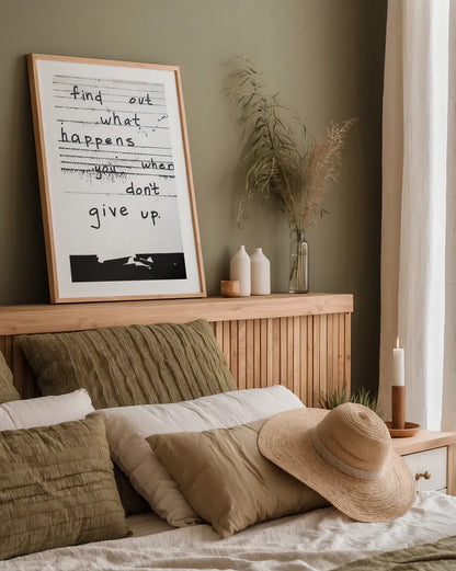 Dont Give Up by Kent Youngstrom. shown as a paper print in a natural frame. Available as a archival giclee rolled canvas, fine art paper, or poster print. SKU 80203h.