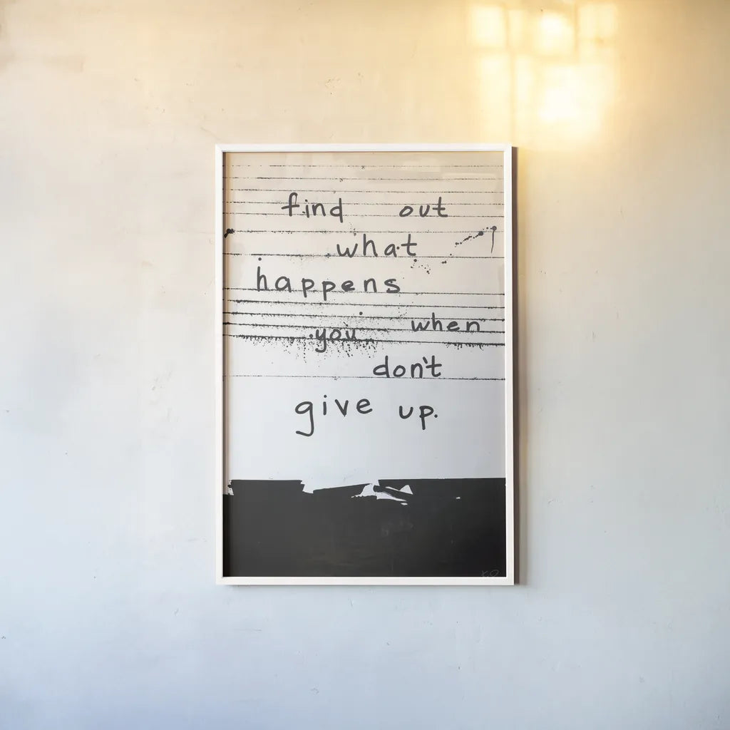 Dont Give Up by Kent Youngstrom. shown as a paper print in a white frame. Available as a archival giclee rolled canvas, fine art paper, or poster print. SKU 80203h.