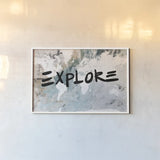 Explore Neutral World Map by Kent Youngstrom. shown as a paper print in a white frame. Available as a archival giclee rolled canvas, fine art paper, or poster print. SKU 82619i.