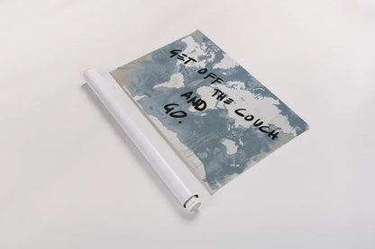 Get Off the Couch World by Kent Youngstrom. shown as a rolled paper print. Available as archival giclee rolled canvas, fine art paper, or poster print. SKU 82620i.