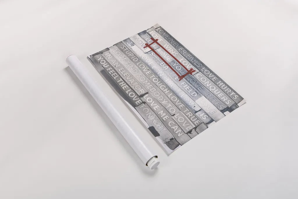 Graffiti Love by Kent Youngstrom. shown as a rolled paper print. Available as archival giclee rolled canvas, fine art paper, or poster print. SKU 80204i.