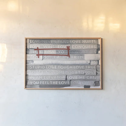 Graffiti Love by Kent Youngstrom. shown as a paper print in a natural frame. Available as a archival giclee rolled canvas, fine art paper, or poster print. SKU 80204i.