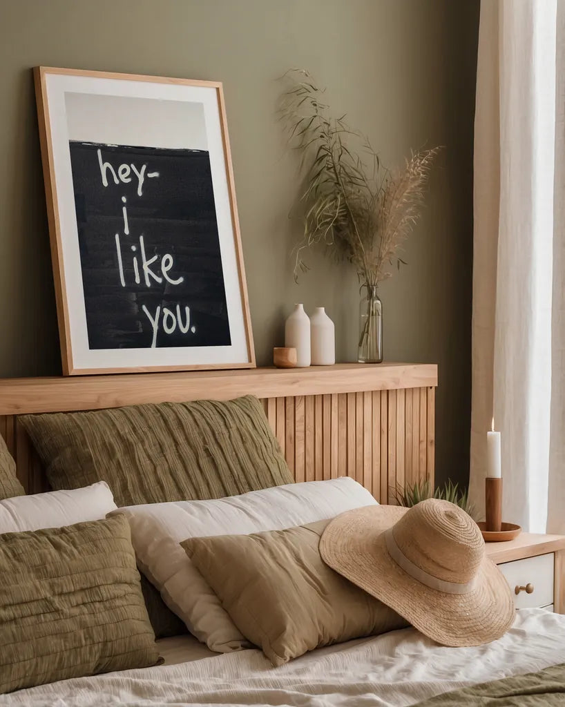 Hey I Like You by Kent Youngstrom. shown as a paper print in a natural frame. Available as a archival giclee rolled canvas, fine art paper, or poster print. SKU 87972h.