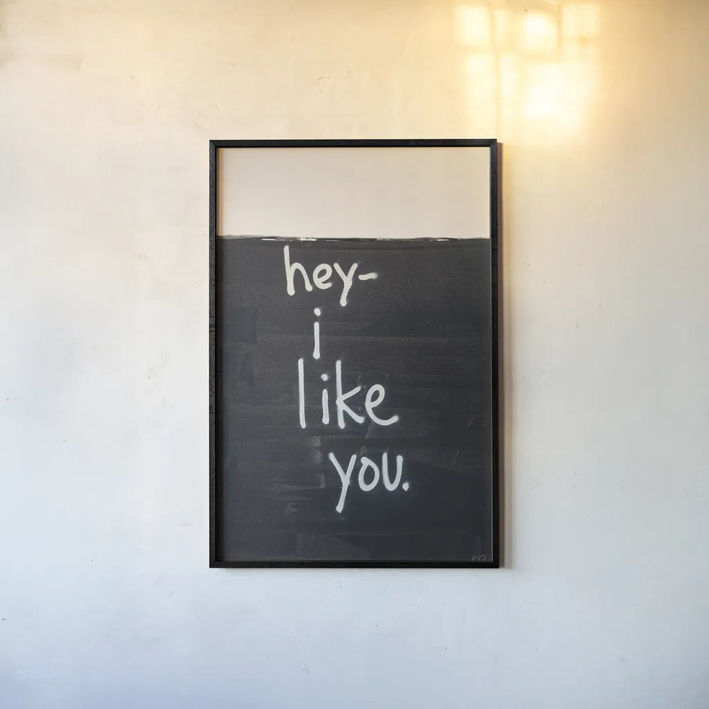 Hey I Like You by Kent Youngstrom. shown as a paper print in a black flame. Available as a archival giclee rolled canvas, fine art paper, or poster print. SKU 87972h.