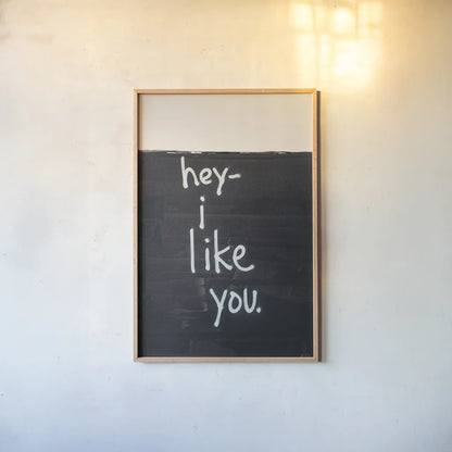 Hey I Like You by Kent Youngstrom. shown as a paper print in a natural frame. Available as a archival giclee rolled canvas, fine art paper, or poster print. SKU 87972h.