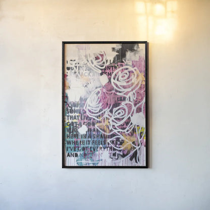 Ive Got Everything v2 Pink by Kent Youngstrom. shown as a paper print in a black flame. Available as a archival giclee rolled canvas, fine art paper, or poster print. SKU 85666h.