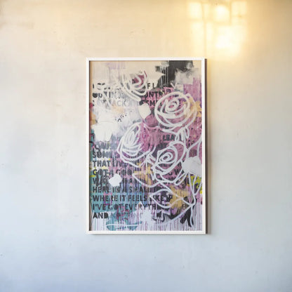 Ive Got Everything v2 Pink by Kent Youngstrom. shown as a paper print in a white frame. Available as a archival giclee rolled canvas, fine art paper, or poster print. SKU 85666h.