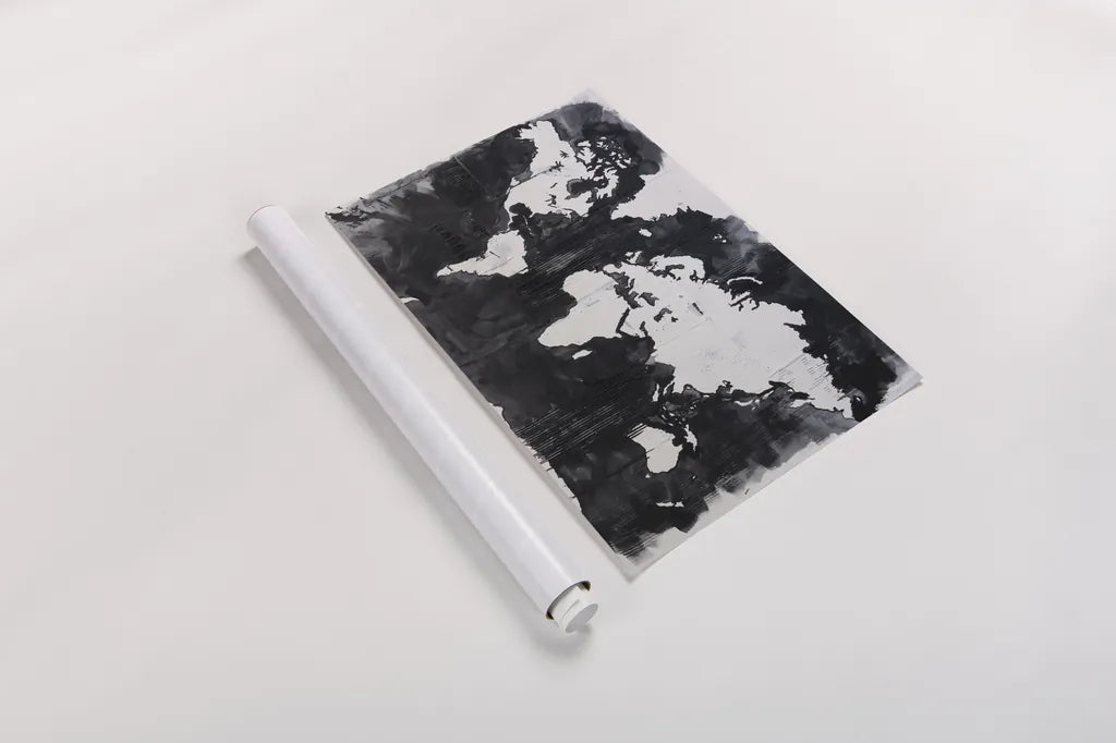 Map of the World Crop by Kent Youngstrom. shown as a rolled paper print. Available as archival giclee rolled canvas, fine art paper, or poster print. SKU 81316i.