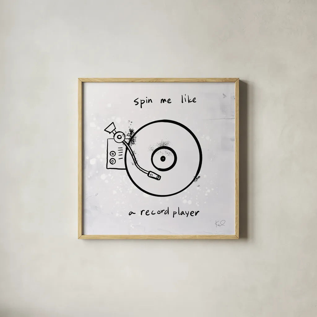 Turn it Up III by Kent Youngstrom. Shown in a natural wood glass frame for a timeless modern aesthetic. Available as an archival giclee rolled canvas, fine art paper, or poster print. SKU 81101a.