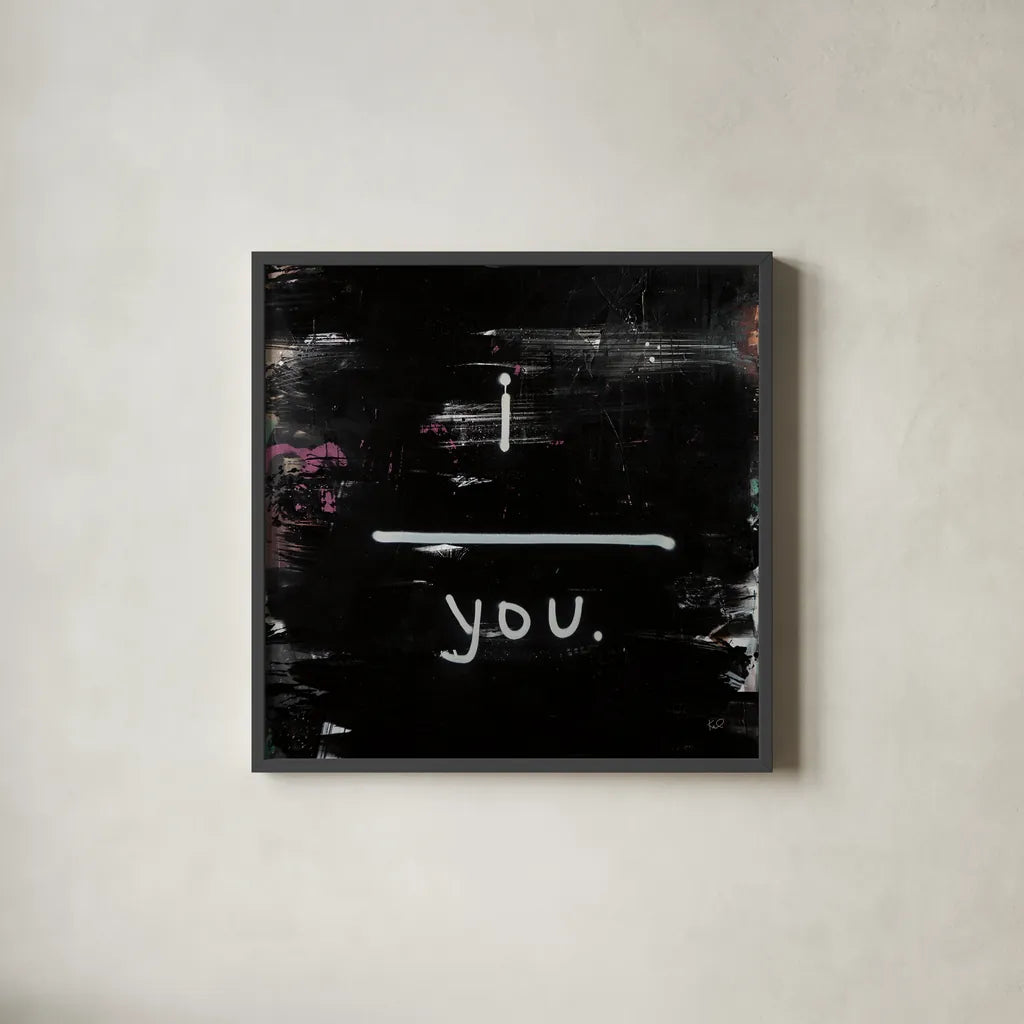 Use Your Words by Kent Youngstrom. Shown in a sleek black glass frame for a contemporary gallery look. Available as an archival giclee rolled canvas, fine art paper, or poster print. SKU 87974a.