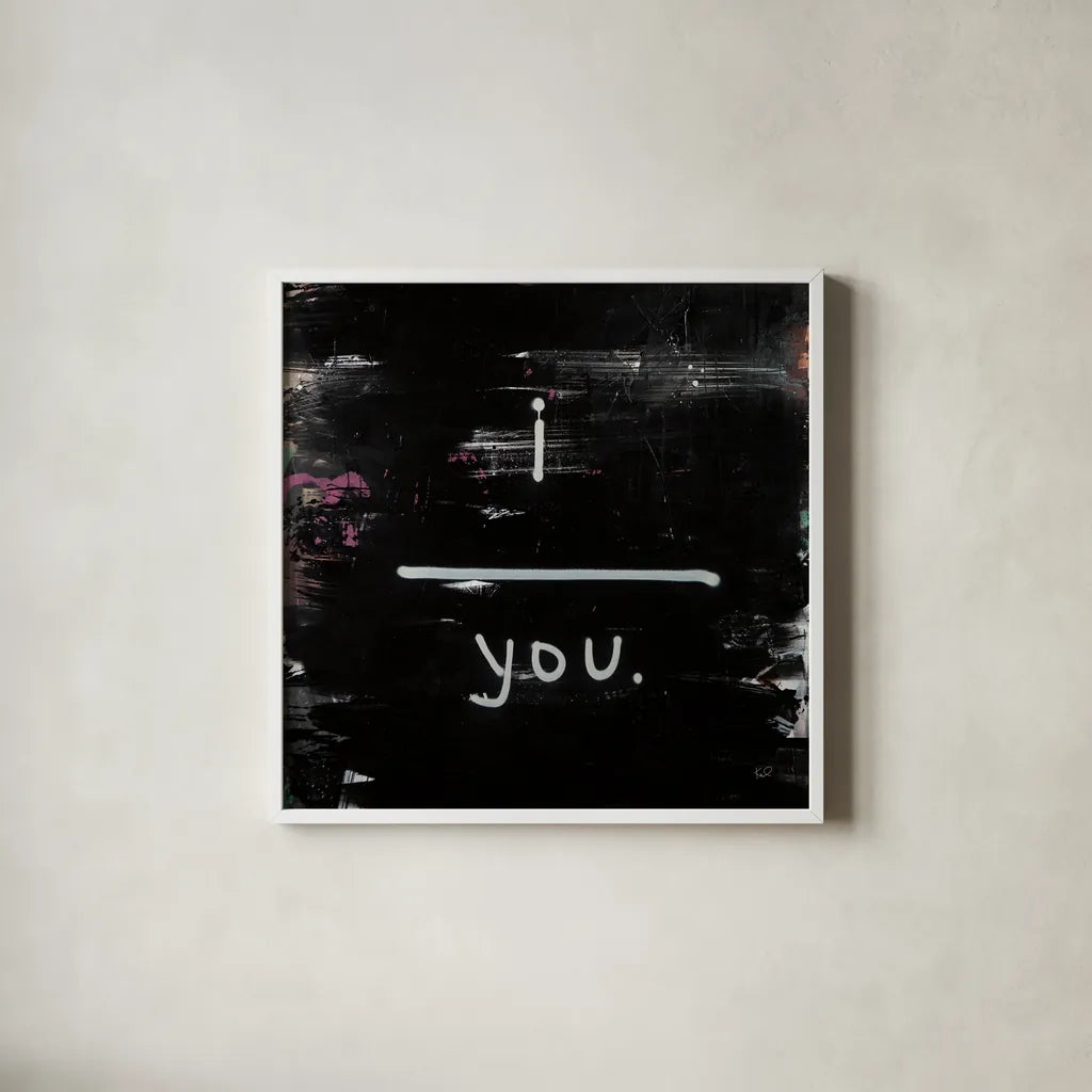 Use Your Words by Kent Youngstrom. Shown in a crisp white glass frame for a clean and minimalist style. Available as an archival giclee rolled canvas, fine art paper, or poster print. SKU 87974a.