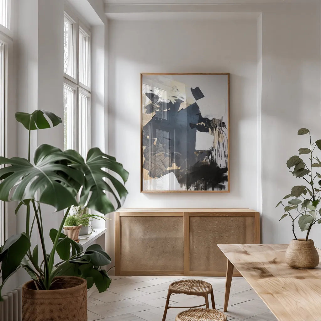 Why Settle by Kent Youngstrom. shown as a print in a natural wood frame in a dining room. Available as a archival giclee rolled canvas, fine art paper, or poster print. SKU 80216h.