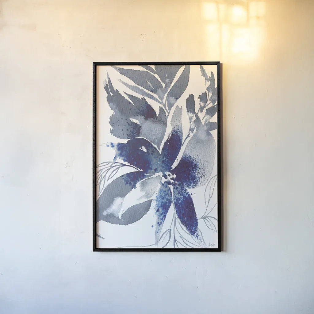 Beauty of Blue by Kristy Rice. shown as a paper print in a black flame. Available as a archival giclee rolled canvas, fine art paper, or poster print. SKU 100913h.