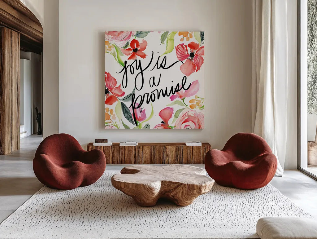 Bloom to Remember I by Kristy Rice. Shown as extra-large giant wall art in a modern living room. Available as an archival giclee rolled canvas, fine art paper, or poster print. SKU 41898a.