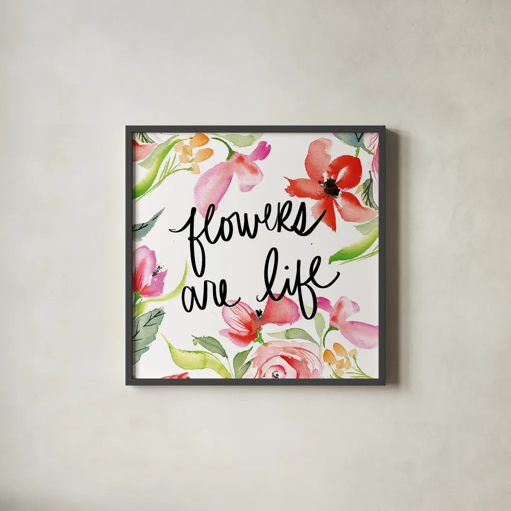 Bloom to Remember II by Kristy Rice. Shown in a sleek black glass frame for a contemporary gallery look. Available as an archival giclee rolled canvas, fine art paper, or poster print. SKU 41899a.