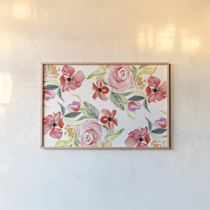 Bloom to Remember V by Kristy Rice. shown as a paper print in a natural frame. Available as a archival giclee rolled canvas, fine art paper, or poster print. SKU 41902i.