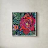 Blooming Boldly by Kristy Rice. Shown in a crisp white glass frame for a clean and minimalist style. Available as an archival giclee rolled canvas, fine art paper, or poster print. SKU 99669a.