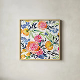 Blueberries Among Us Crop by Kristy Rice. Shown in a natural wood glass frame for a timeless modern aesthetic. Available as an archival giclee rolled canvas, fine art paper, or poster print. SKU 35059a.