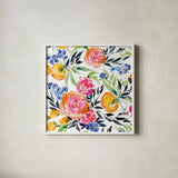 Blueberries Among Us Crop by Kristy Rice. Shown in a crisp white glass frame for a clean and minimalist style. Available as an archival giclee rolled canvas, fine art paper, or poster print. SKU 35059a.