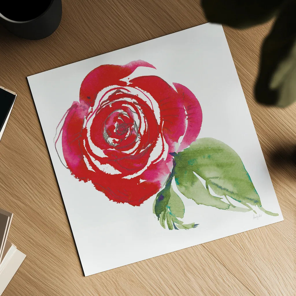 Bold Roses III by Kristy Rice. Shown as a detailed flat fine art print, highlighting archival giclee quality. Available as an archival giclee rolled canvas, fine art paper, or poster print. SKU 58113a.