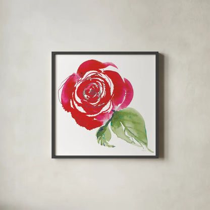 Bold Roses III by Kristy Rice. Shown in a sleek black glass frame for a contemporary gallery look. Available as an archival giclee rolled canvas, fine art paper, or poster print. SKU 58113a.