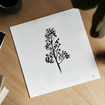 Botticelli Plant IV Black by Kristy Rice. Shown as a detailed flat fine art print, highlighting archival giclee quality. Available as an archival giclee rolled canvas, fine art paper, or poster print. SKU 74411a.
