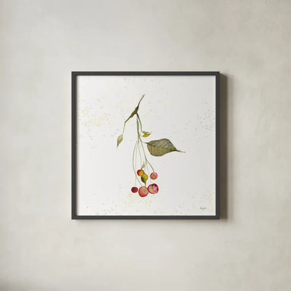 Botticelli Plants III by Kristy Rice. Shown in a sleek black glass frame for a contemporary gallery look. Available as an archival giclee rolled canvas, fine art paper, or poster print. SKU 54044a.