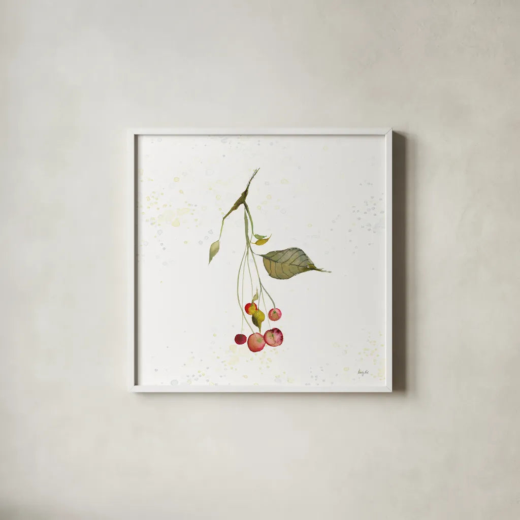 Botticelli Plants III by Kristy Rice. Shown in a crisp white glass frame for a clean and minimalist style. Available as an archival giclee rolled canvas, fine art paper, or poster print. SKU 54044a.