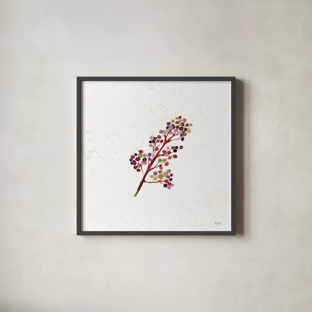 Botticelli Plants IV by Kristy Rice. Shown in a sleek black glass frame for a contemporary gallery look. Available as an archival giclee rolled canvas, fine art paper, or poster print. SKU 54045a.