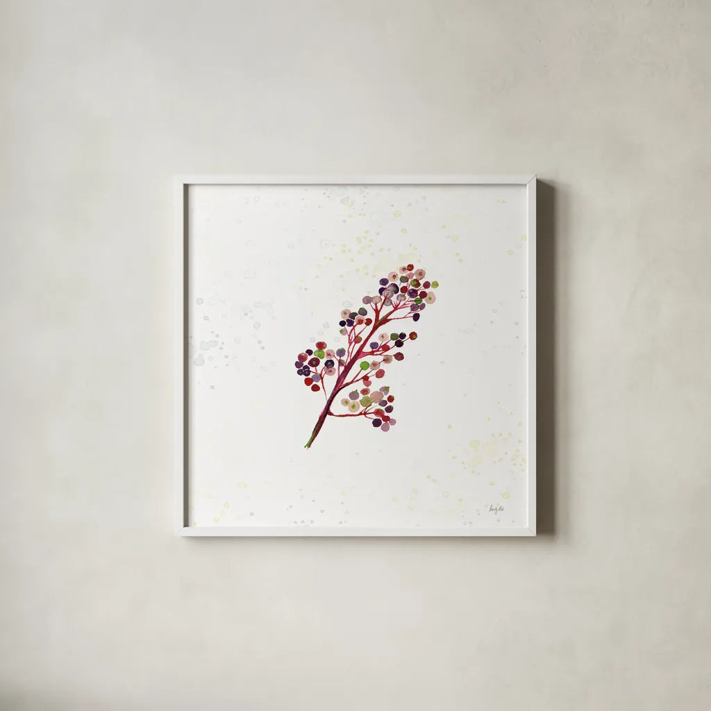 Botticelli Plants IV by Kristy Rice. Shown in a crisp white glass frame for a clean and minimalist style. Available as an archival giclee rolled canvas, fine art paper, or poster print. SKU 54045a.