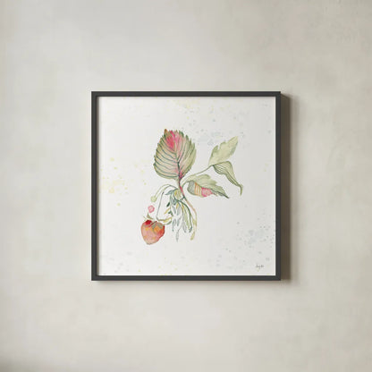 Botticelli Plants V by Kristy Rice. Shown in a sleek black glass frame for a contemporary gallery look. Available as an archival giclee rolled canvas, fine art paper, or poster print. SKU 54046a.