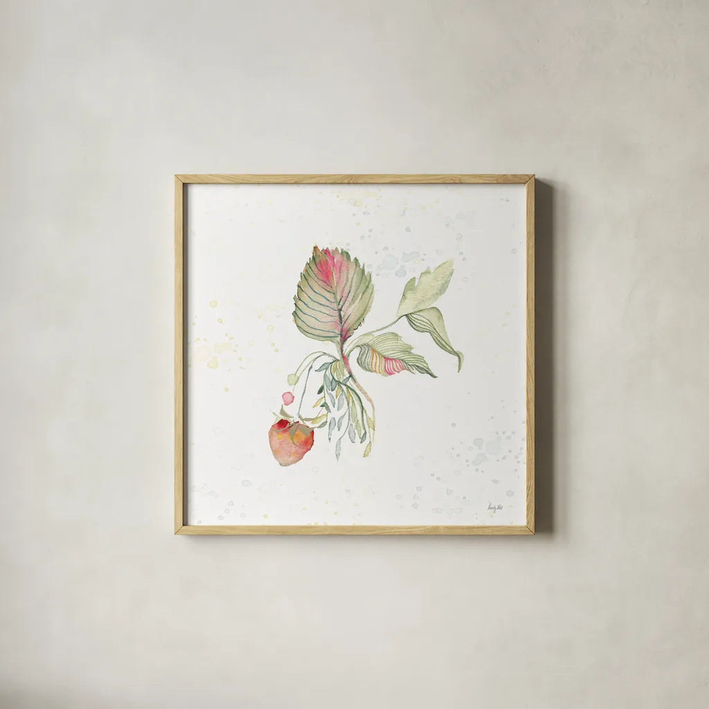 Botticelli Plants V by Kristy Rice. Shown in a natural wood glass frame for a timeless modern aesthetic. Available as an archival giclee rolled canvas, fine art paper, or poster print. SKU 54046a.