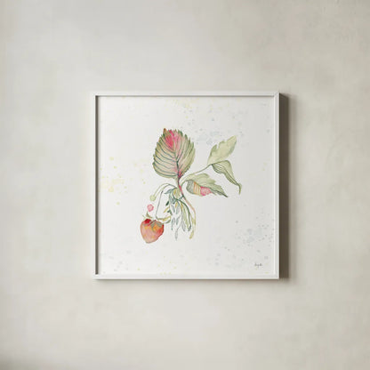 Botticelli Plants V by Kristy Rice. Shown in a crisp white glass frame for a clean and minimalist style. Available as an archival giclee rolled canvas, fine art paper, or poster print. SKU 54046a.