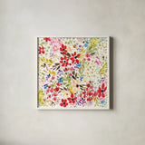 Bright Garden by Kristy Rice. Shown in a crisp white glass frame for a clean and minimalist style. Available as an archival giclee rolled canvas, fine art paper, or poster print. SKU 88611a.