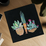 Cactus Party I by Kristy Rice. Shown as a detailed flat fine art print, highlighting archival giclee quality. Available as an archival giclee rolled canvas, fine art paper, or poster print. SKU 98937a.