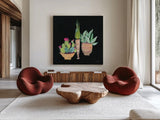 Cactus Party II by Kristy Rice. Shown as extra-large giant wall art in a modern living room. Available as an archival giclee rolled canvas, fine art paper, or poster print. SKU 98938a.