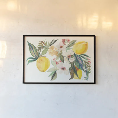 Citrus Summer I by Kristy Rice. shown as a paper print in a black flame. Available as a archival giclee rolled canvas, fine art paper, or poster print. SKU 58102i.