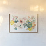 Citrus Summer II by Kristy Rice. shown as a paper print in a natural frame. Available as a archival giclee rolled canvas, fine art paper, or poster print. SKU 58103i.