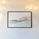 Coastal Sunset by Kristy Rice. shown as a paper print in a black flame. Available as a archival giclee rolled canvas, fine art paper, or poster print. SKU 59817i.