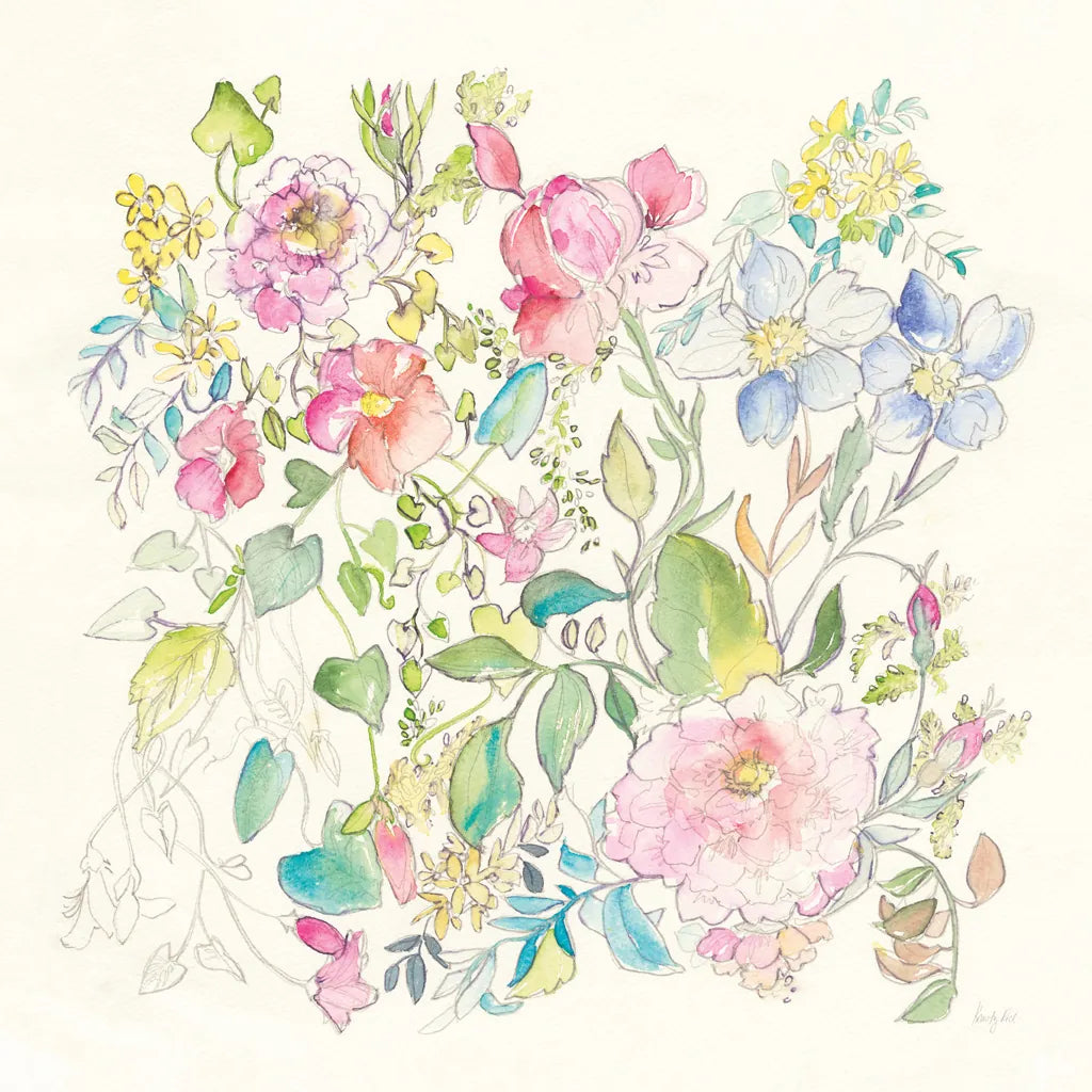Cottage Blooms by Kristy Rice. SKU 65497a. Archival Giclee Fine art print for wall decor.