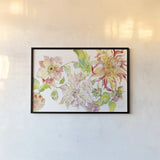 Dahlia Delight of the Day I by Kristy Rice. shown as a paper print in a black flame. Available as a archival giclee rolled canvas, fine art paper, or poster print. SKU 35617i.