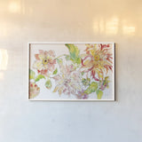 Dahlia Delight of the Day I by Kristy Rice. shown as a paper print in a white frame. Available as a archival giclee rolled canvas, fine art paper, or poster print. SKU 35617i.