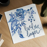 Delft Delight I by Kristy Rice. Shown as a detailed flat fine art print, highlighting archival giclee quality. Available as an archival giclee rolled canvas, fine art paper, or poster print. SKU 43266a.