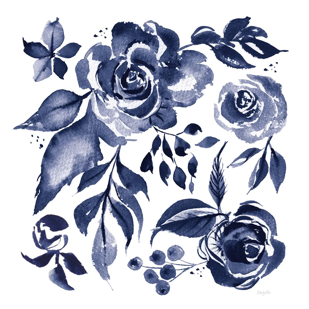 Delft Delight I DB No Words by Kristy Rice. SKU 59154a. Archival Giclee Fine art print for wall decor.