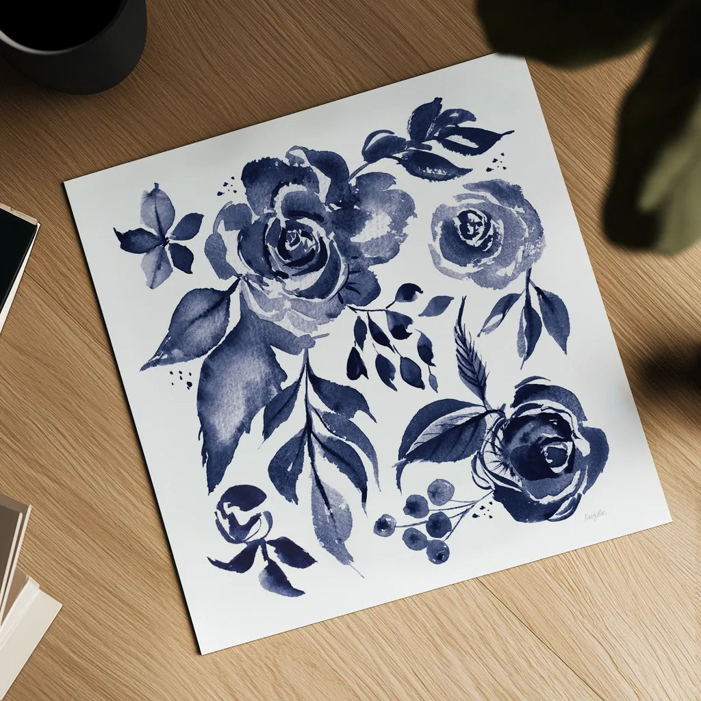 Delft Delight I DB No Words by Kristy Rice. Shown as a detailed flat fine art print, highlighting archival giclee quality. Available as an archival giclee rolled canvas, fine art paper, or poster print. SKU 59154a.